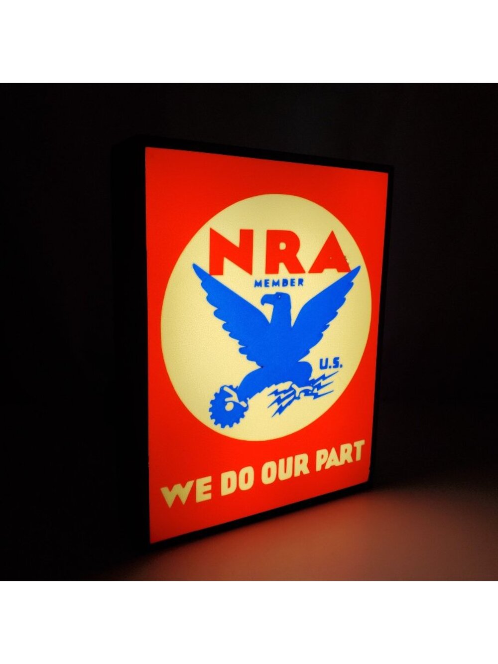 Vintage Style "NRA We Do Our Part" Lighted Sign – Retro 1930s New Deal Blue Eagl